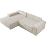 Coltar ~Hayak~ extensibil cu lada de depozitare, 267x167 cm, culoare bej, material velur raiat catifelat - imagine 5