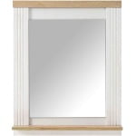 Oglindă 60 cm, cu poliță, culoare alb-maro, MDF și PAL, design practic pentru baie sau hol, 75 cm înălțime - imagine 2