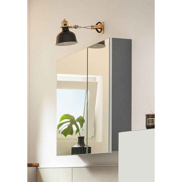 Dulapior oglinda, 2 usi, 80 cm latime, culoare alb antracit - imagine 1