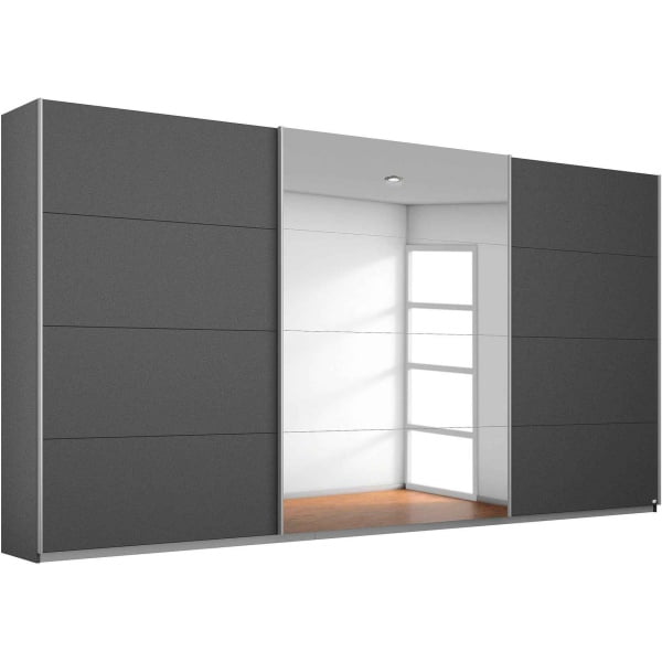 Dressing 360 cm lungime, 3 uși glisante, culoare gri antracit, oglinda pe mijloc, 210 cm înălțime - imagine 2