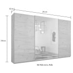 Dressing 315 cm lățime, 3 uși glisante, culoare stejar, oglinda pe mijloc, compartimentare premium, 210 cm înălțime - imagine 5