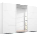 Dressing 271 cm, 3 uși glisante, oglinda pe mijloc, culoare alb, compartimentare premium, 230 cm înălțime - imagine 3