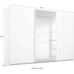 Dressing 271 cm, 3 uși glisante, oglinda pe mijloc, culoare alb, compartimentare premium, 230 cm înălțime - imagine 6