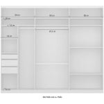 Dressing 271 cm, 3 uși glisante, oglinda pe mijloc, culoare alb, compartimentare premium, 230 cm înălțime - imagine 7