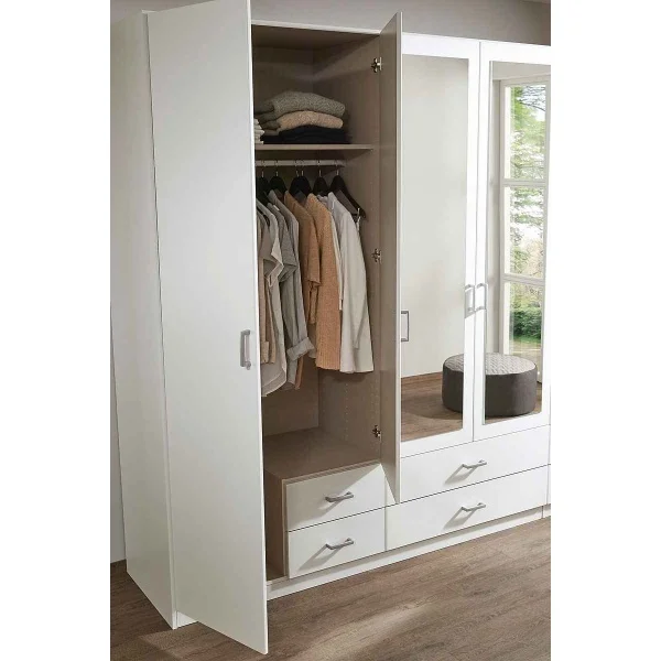 Dulap ~Vegas~ in stil clasic, cu aspect modern, culoare albă, 271 cm lățime
