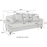 Canapea fixă ~Dubai~, cu 4 locuri, 230 cm lățime, în stil modern, culoare turcoaz închis, material microfibra - imagine 10