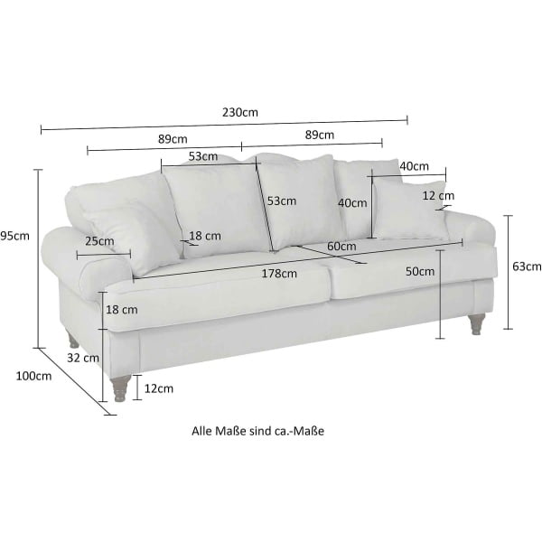 Canapea fixă ~Dubai~, cu 4 locuri, 230 cm lățime, în stil modern, culoare turcoaz închis, material microfibra - imagine 10