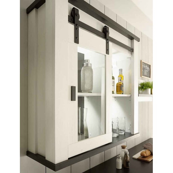 Dulapior bucatarie, 93 cm lățime, culoare alb-negru, 90 cm înălțime - imagine 5