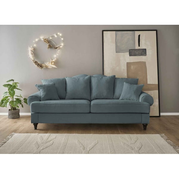 Canapea fixă ~Dubai~, cu 4 locuri, 230 cm lățime, în stil modern, culoare turcoaz închis, material microfibra - imagine 2