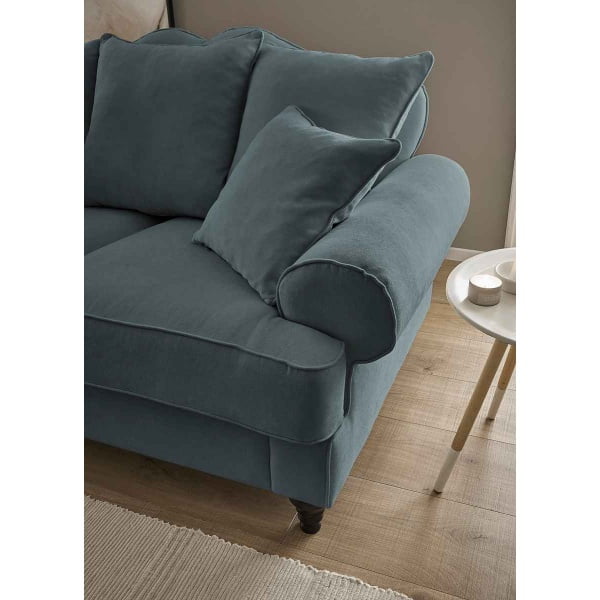Canapea fixă ~Dubai~, cu 4 locuri, 230 cm lățime, în stil modern, culoare turcoaz închis, material microfibra - imagine 3
