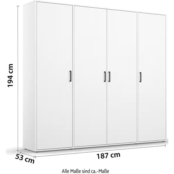 Dulap ~Bruxelles~ in stil clasic, culoare albă, 187 cm lățime