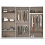 Dressing 271 cm lățime, 3 uși glisante, oglindă pe mijloc, culoare gri mătase, 210 cm - imagine 3