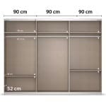 Dressing 271 cm lățime, 3 uși glisante, oglindă pe mijloc, culoare gri mătase, 210 cm - imagine 10