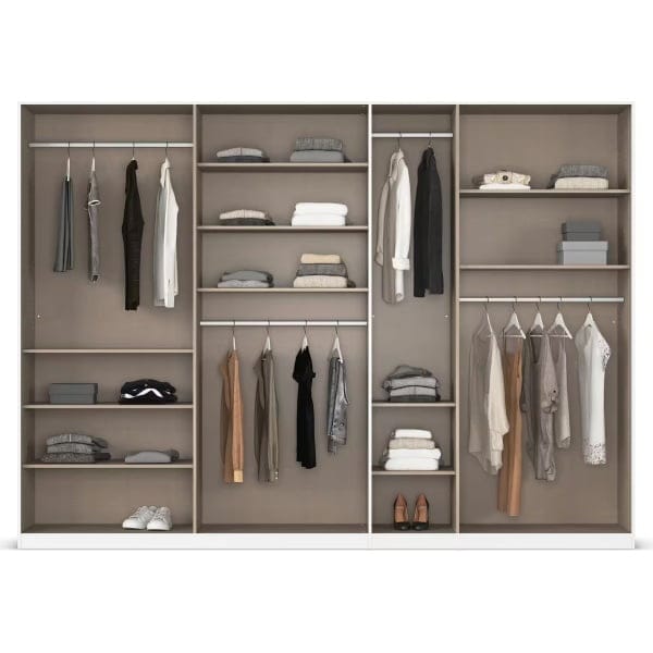Dulap 315 cm lățime, 7 uși batante, culoare albă, compartimentare premium, mânere metalice, 229 cm inaltime - imagine 3