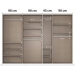 Dulap 315 cm lățime, 7 uși batante, culoare albă, compartimentare premium, mânere metalice, 229 cm inaltime - imagine 9