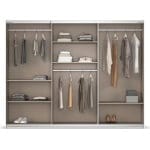 Dressing 271 cm lățime, 3 uși glisante, oglindă pe mijloc, culoare gri mătase, 210 cm - imagine 4