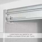 Dressing 271 cm lățime, 3 uși glisante, oglindă pe mijloc, culoare gri mătase, organizare premium, 229 cm inaltime - imagine 7