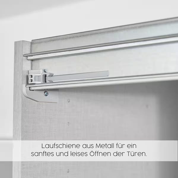 Dressing 271 cm lățime, 3 uși glisante, oglindă pe mijloc, culoare gri mătase, organizare premium, 229 cm inaltime - imagine 7