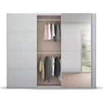 Dressing 271 cm lățime, 3 uși glisante, oglindă pe mijloc, culoare gri mătase, organizare premium, 229 cm inaltime - imagine 3