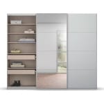 Dressing 271 cm lățime, 3 uși glisante, oglindă pe mijloc, culoare gri mătase, organizare premium, 229 cm inaltime - imagine 2