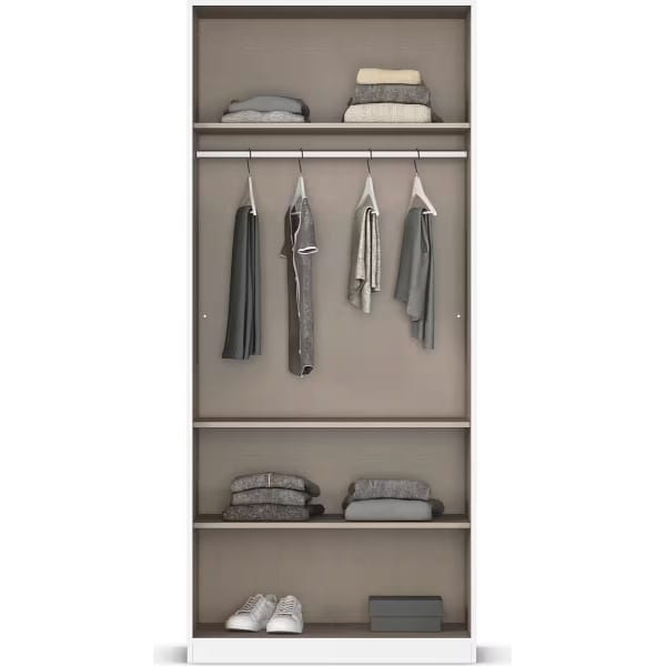 Dulap 90 cm lățime, 2 uși batante, culoare stejar-crem, 210 cm înălțime