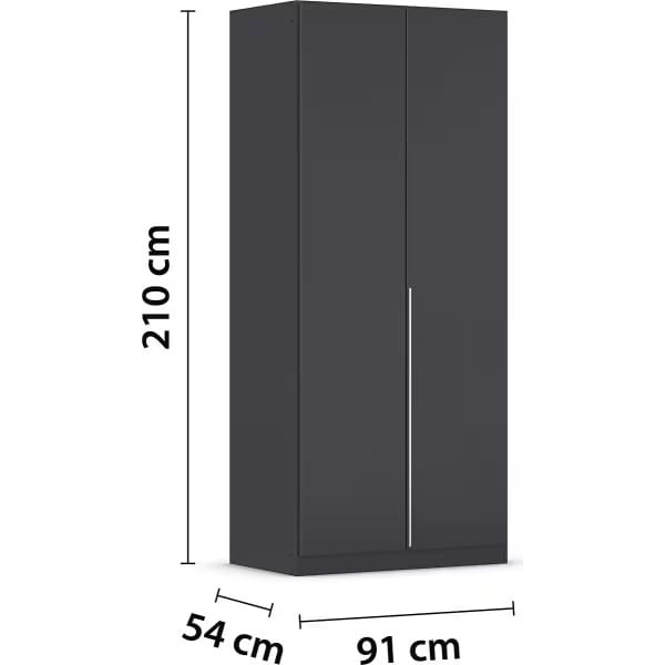 Dulap 91 cm lățime, 2 uși batante, culoare gri antracit, 210 cm înălțime - imagine 7