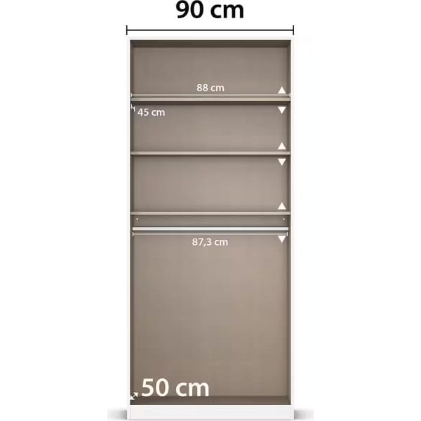 Dulap 91 cm lățime, 2 uși batante, culoare gri antracit, 210 cm înălțime - imagine 8