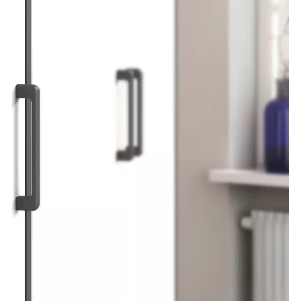Dulap 140 cm lungime, 3 uși batante, culoare alb-gri antracit, 194 cm înălțime
