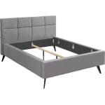 Cadru pat 140x200 cm, material țesătură, picioare înalte metalice, culoare gri - imagine 2