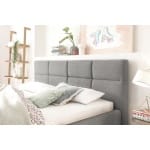Cadru pat 140x200 cm, material țesătură, picioare înalte metalice, culoare gri - imagine 3