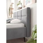 Cadru pat 140x200 cm, material țesătură, picioare înalte metalice, culoare gri - imagine 4