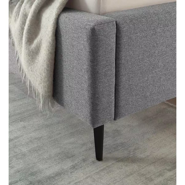Cadru pat 140x200 cm, material țesătură, picioare înalte metalice, culoare gri - imagine 5