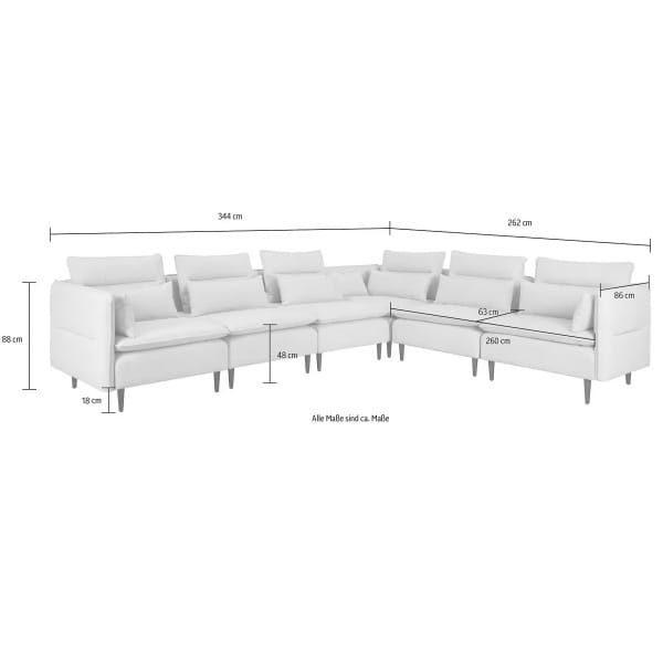 Colțar fix modular, material țesătură, culoare gri, picioare înalte