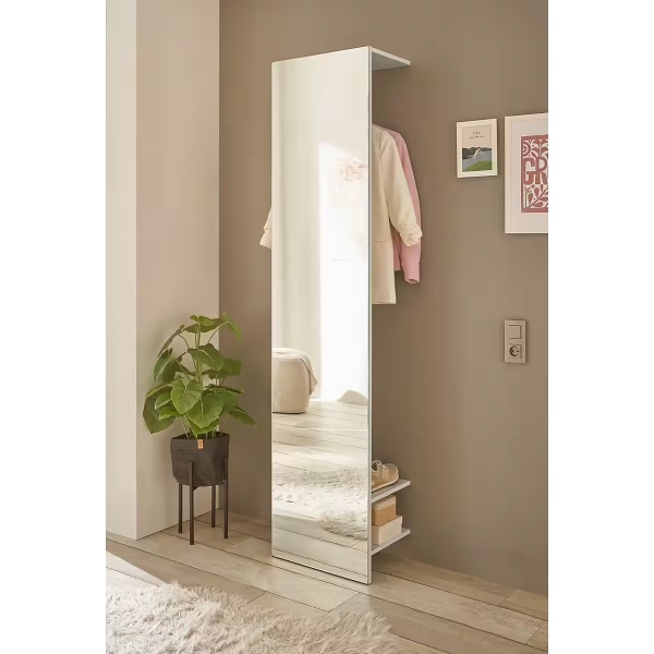 Dulap hol ~Vegas~ cu oglindă, 50 cm lățime, culoare alb, 200 cm înălțime - imagine 1