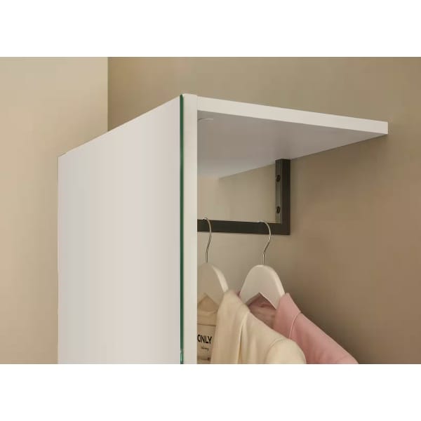 Dulap hol ~Vegas~ cu oglindă, 50 cm lățime, culoare alb, 200 cm înălțime - imagine 3