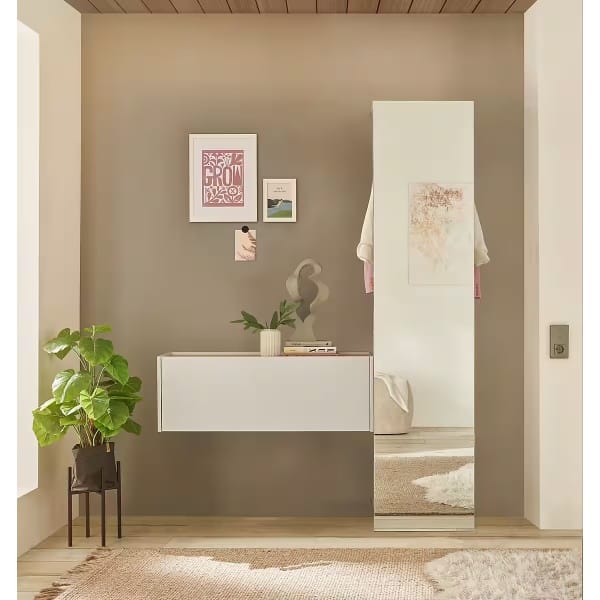 Dulap hol ~Vegas~ cu oglindă, 50 cm lățime, culoare alb, 200 cm înălțime - imagine 4