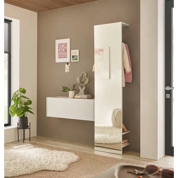 Dulap hol ~Vegas~ cu oglindă, 50 cm lățime, culoare alb, 200 cm înălțime - imagine 5