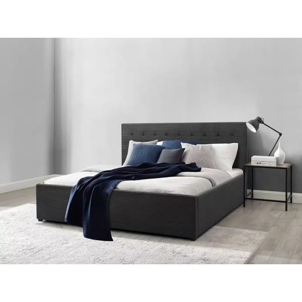 Cadru pat 180x200 cm, culoare neagră, material velur catifelat - imagine 1