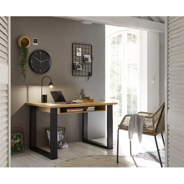 Birou ~Hayak~ maro-negru, cu aspect de lemn, 125 cm lungime - imagine 1
