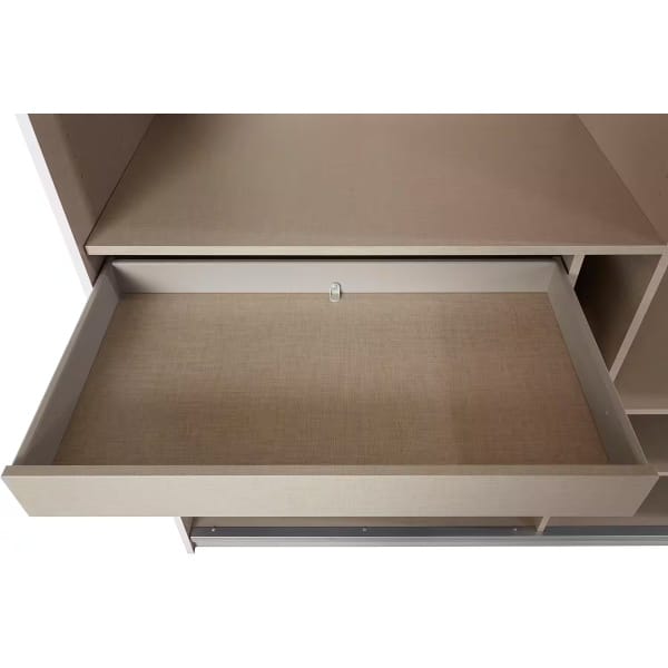 Dressing 315 cm lungime, 3 uși glisante, oglindă pe mijloc, culoare gri antracit, compartimentare premium, 230 cm inaltime