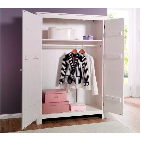 Dulap 120 cm lungime, 2 uși batante, material lemn masiv de pin, 170 cm înălțime