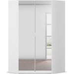 Dulap pe colț 117/104 cm, culoare alb, oglinda pe mijloc, 197 cm înălțime - imagine 2
