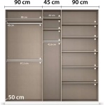 Dulap 226 cm lungime, 5 uși batante, culoare sonoma, compartimentare premium, 229 cm înălțime - imagine 21