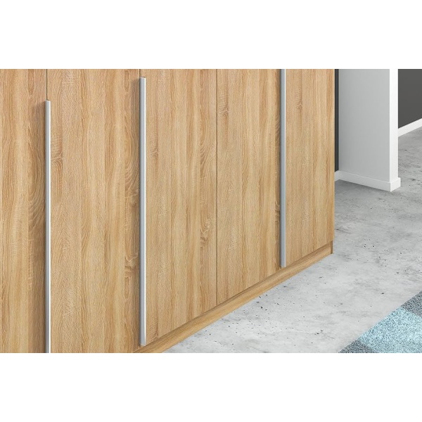 Dulap 226 cm lungime, 5 uși batante, culoare sonoma, compartimentare premium, 229 cm înălțime - imagine 4
