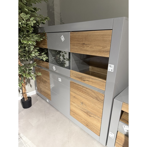 Set living format din 3 piese, material MDF, culoare gri-stejar - imagine 2