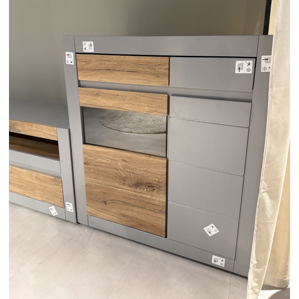 Set living format din 3 piese, material MDF, culoare gri-stejar - imagine 4