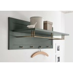 Cuier 109 cm, culoare verde, cu raft integrat, material MDF și PAL, design modern pentru hol, 20 cm înălțime