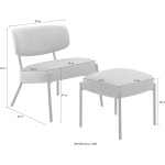 Set fotoliu cu otoman, material velur mare catifelat, culoare crem - imagine 7