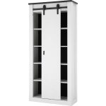 Dulap hol, in stil rustic, culoare alb murdar-negru, cu usi tip hambar,o usa batanta, compartimentare premium, - imagine 2