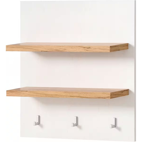 Etajeră ~Mykonos~ in stil rustic, culoare alb mursar-stejar, 60 cm lungime - imagine 4